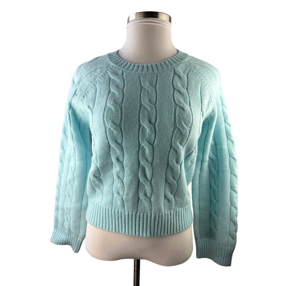 Anthropologie Callahan Betsy Cable Knit Sweater Ice Blue Size Medium - Picture 2 of 11